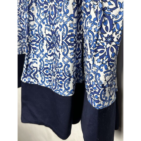 Milly Blue Asymmetrical Tile Skirt Womans Size XL Pleated Floral Paisley Print - Picture 5 of 9